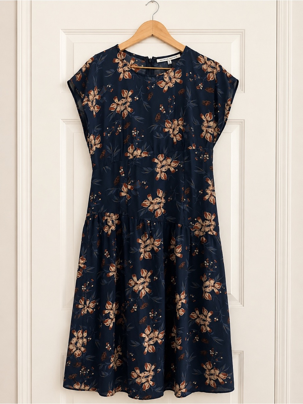 NWT Collective Concepts Navy Floral Midi Dress | Cap Sleeve Fit & Flare